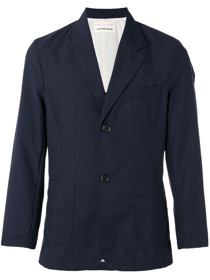 Universal Works Double Button Blazer, Men's, Size: Medium, Blue, Cotton/polyester/wool