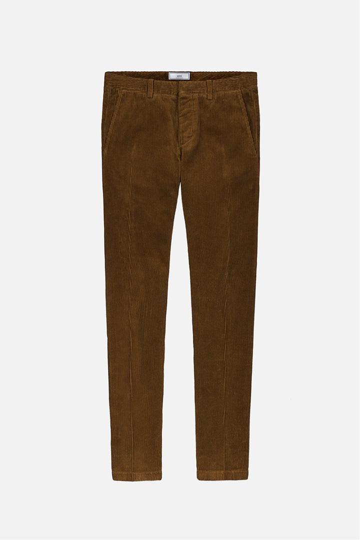 Ami Alexandre Mattiussi Corduroy Trousers, Men's, Size: Small, Brown, Cotton