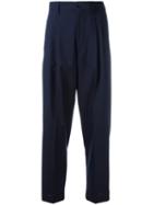 Erika Cavallini - Pleated Detail Tailored Trousers - Women - Cotton/wool - 40, Women's, Blue, Cotton/wool