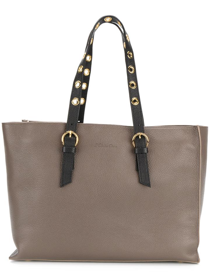 L'autre Chose Tote Bag With Contrasting Straps - Grey