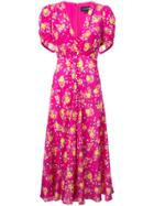 Saloni Lea Floral Midi Dress - Pink & Purple