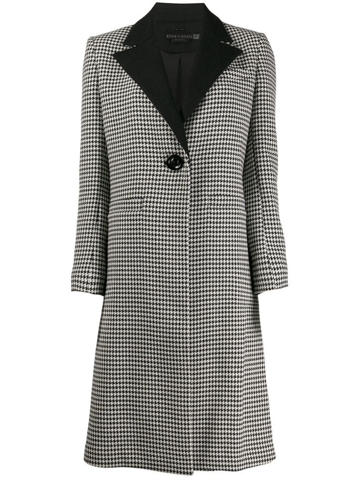Alice+olivia Houndstooth Single-breasted Coat - Black