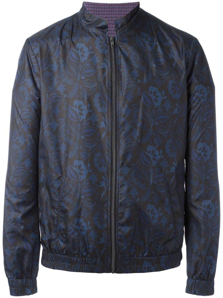 Etro Floral Print Lightweight Jacket - Blue