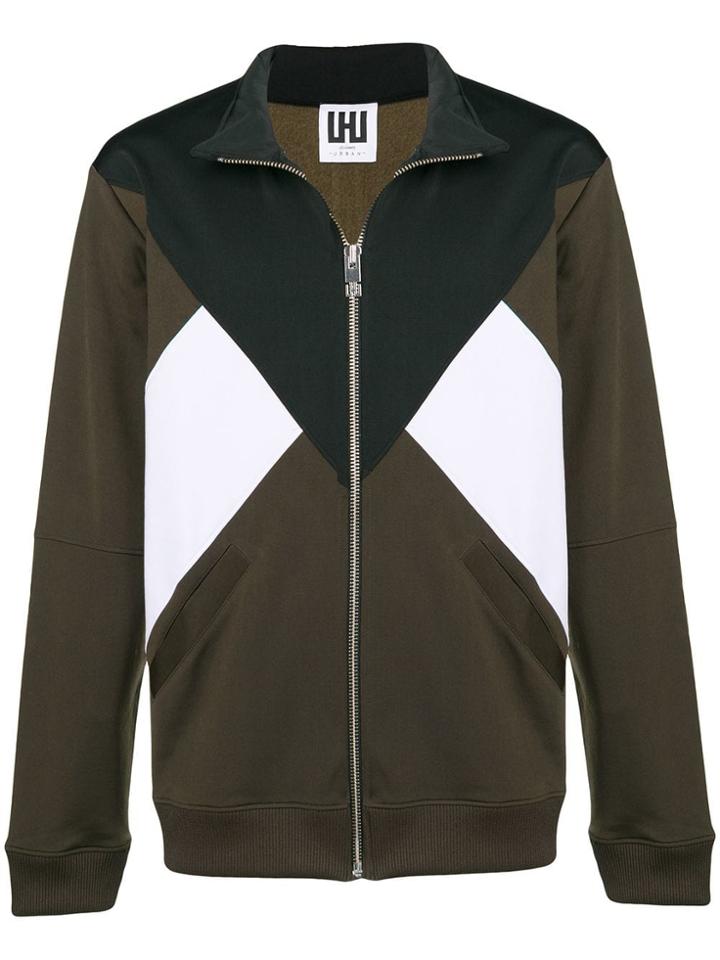 Les Hommes Urban Zipped Tri-colour Sweater - Green