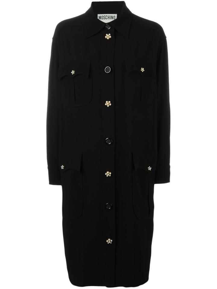 Moschino Vintage Belted Shirt Dress - Black