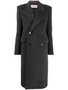 Saint Laurent Collared Double Breasted Coat - Grey