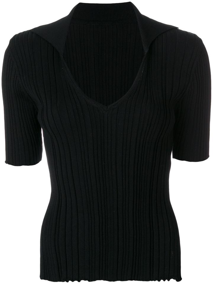 Jacquemus Side Slit Knitted Top - Black