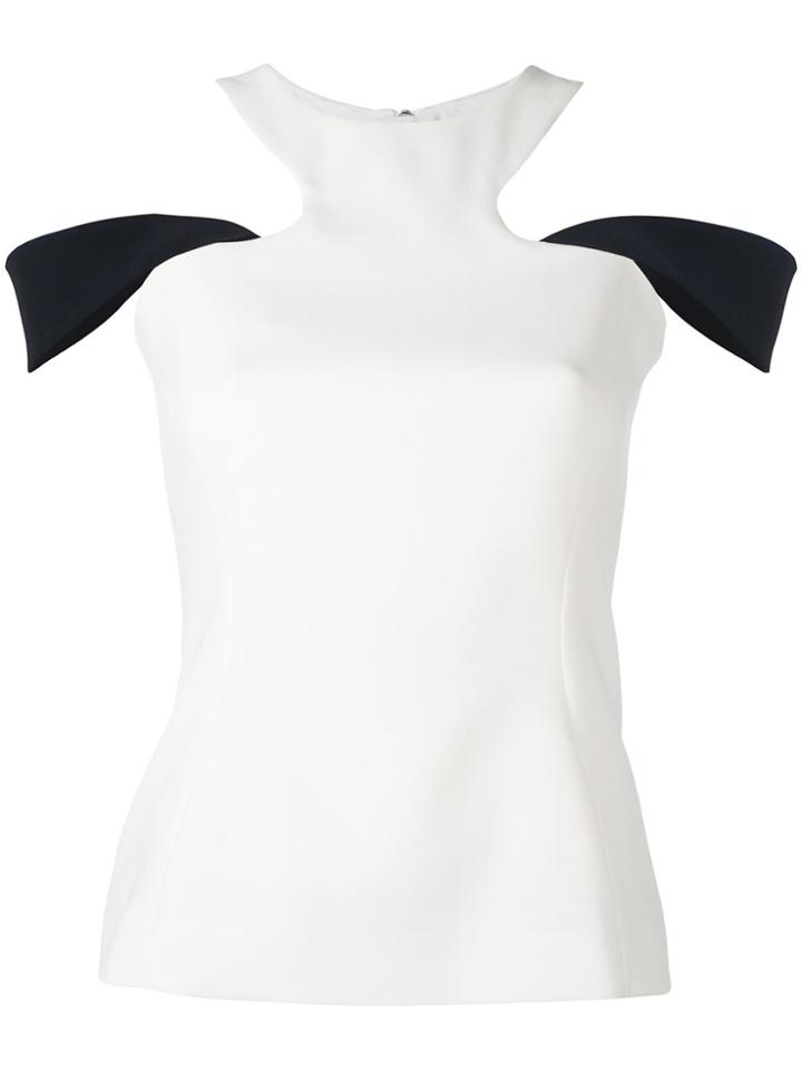 Mugler Cold Shoulder Monochrome Top - White
