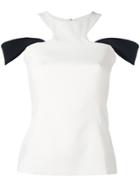 Mugler Cold Shoulder Monochrome Top - White