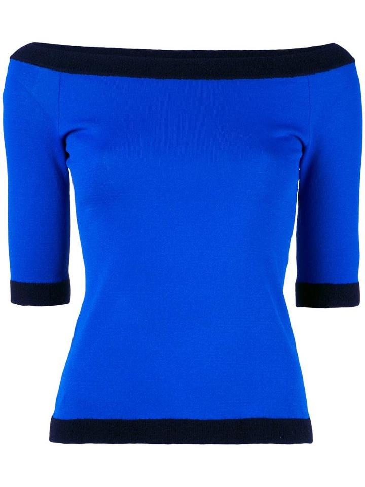 Boutique Moschino Boat Neck Jumper, Women's, Size: 42, Blue, Rayon/polyamide