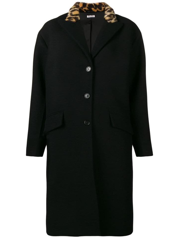 Miu Miu Faux-fur Collar Coat - Black