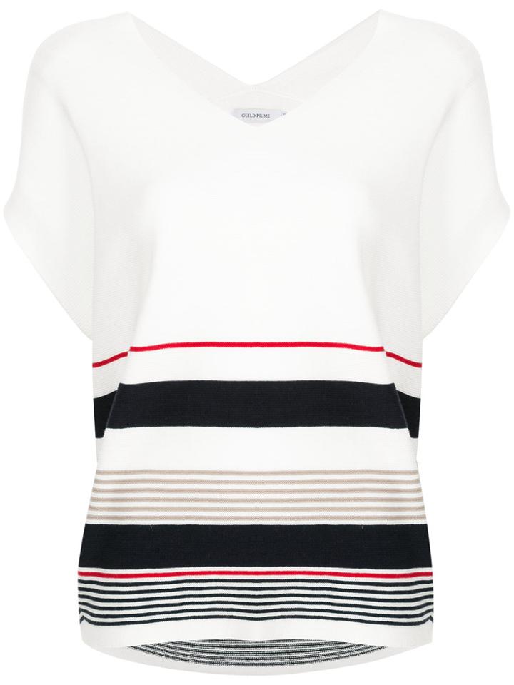 Guild Prime Colour-block Short-sleeve Sweater - White
