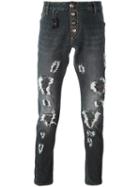 Philipp Plein Distressed Slim-fit Jeans, Men's, Size: 35, Black, Cotton/spandex/elastane
