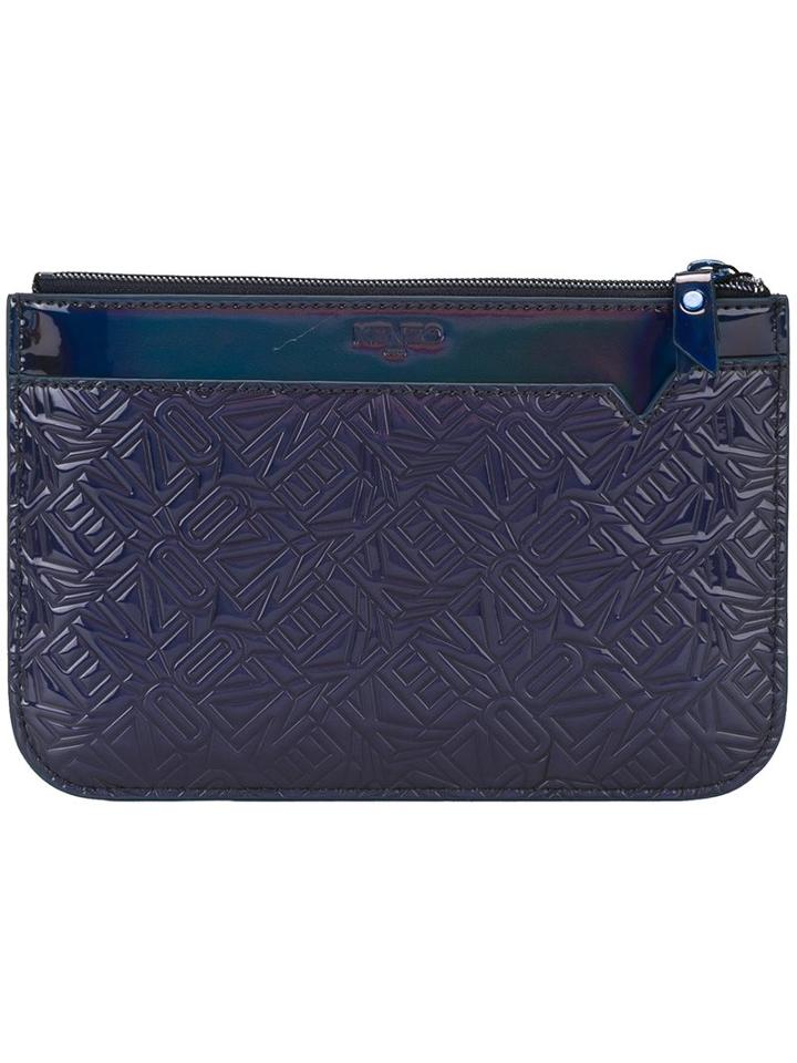 Kenzo Logo Embossed Clutch, Women's, Blue
