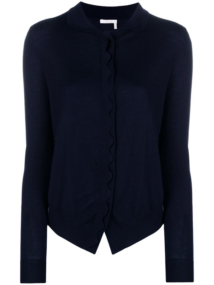 Chloé Scallop Trim Cardigan - Blue