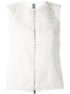 Eleventy Layered Gilet, Women's, Size: Medium, White, Silk/mink Fur/mohair/wool