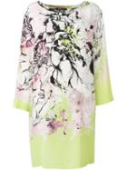 Roberto Cavalli Floral Print Shift Dress, Women's, Size: 46, Yellow, Silk
