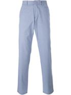 Z Zegna Houndstooth Pattern Chinos, Men's, Size: 54, Blue, Cotton/spandex/elastane