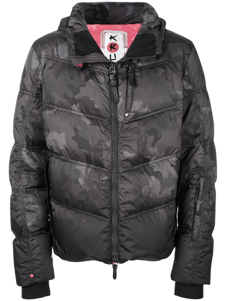 Kru Camouflage Puffer Jacket - Grey