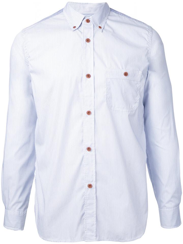 Junya Watanabe Comme Des Garçons Man Back Print Button-down Shirt, Men's, Size: Medium, Blue, Cotton/nylon/polyurethane