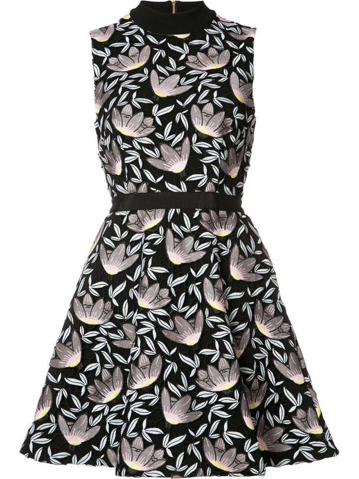 Self-portrait Mini 'peony' Dress, Women's, Size: 12, Black, Polyester/spandex/elastane/viscose