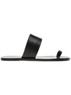 Atp Atelier Black Astrid Leather Flat Sandals