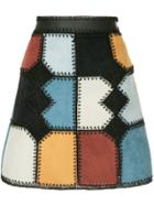 Loveless Patchwork Mini A-line Skirt - Multicolour