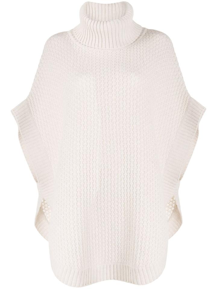 N.peal Waffle Knit Cape Jumper - Neutrals