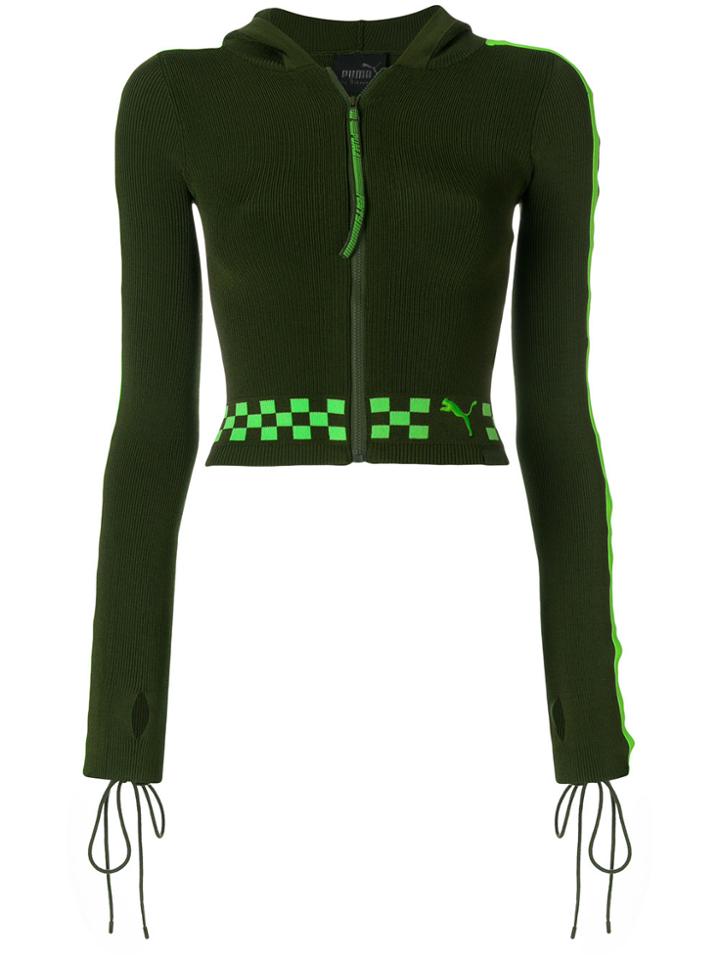Fenty X Puma Lace Sleeve Cropped Hoodie - Green