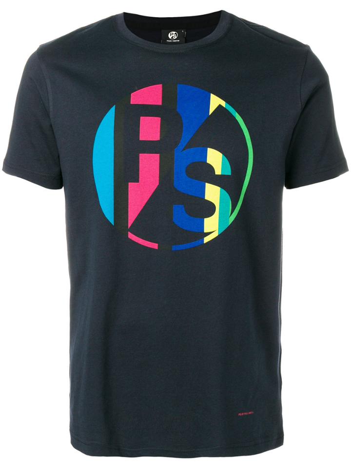 Ps By Paul Smith Colour-block Logo Patch T-shirt - Blue