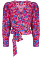 Lhd Floral Print Wrap Blouse - Pink