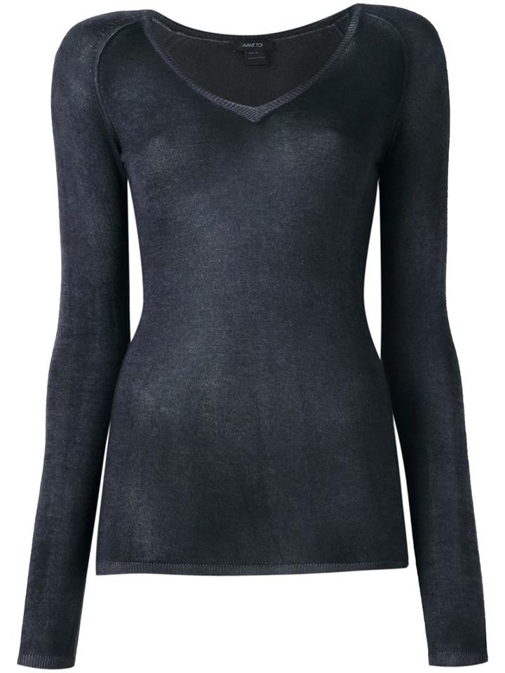 Avant Toi V-neck Pullover, Women's, Size: Medium, Grey, Silk/cashmere