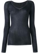 Avant Toi V-neck Pullover, Women's, Size: Medium, Grey, Silk/cashmere