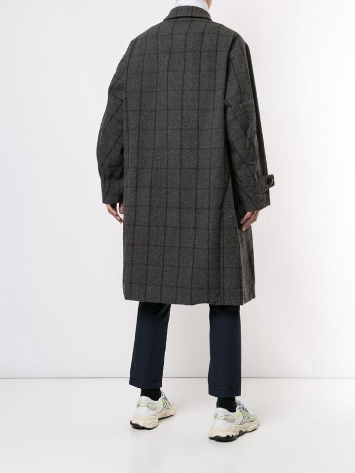 Kolor Single-breasted Check Coat - Grey