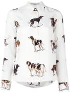 Stella Mccartney Dog Print Shirt, Women's, Size: 46, White, Silk