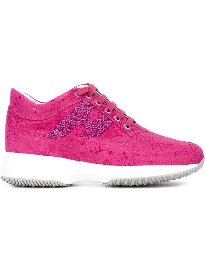 Hogan Interactive Sneakers, Women's, Size: 40, Pink/purple, Leather/cotton/glass