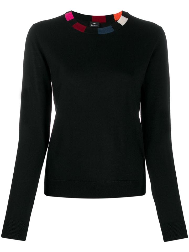 Ps Paul Smith Contrast Multicolour Neck Jumper - Black