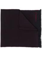 Canali Fringed Fine Knit Scarf - Red