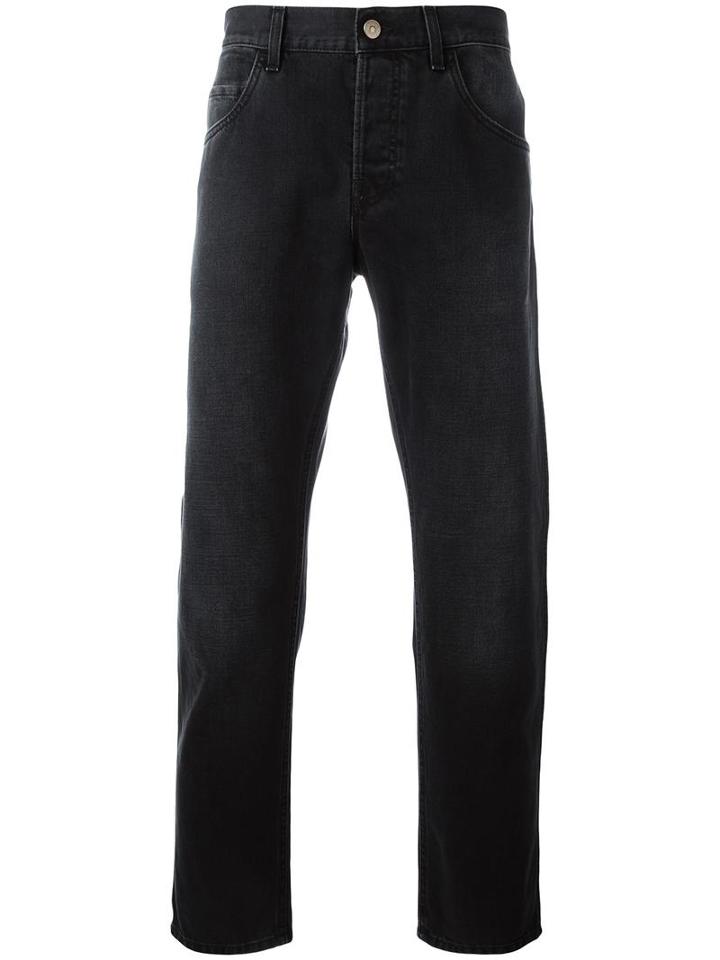 Gucci Tapered Jeans With Panther, Men's, Size: 34, Black, Cotton