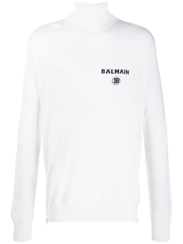 Balmain Turtleneck Knitted Sweater - White