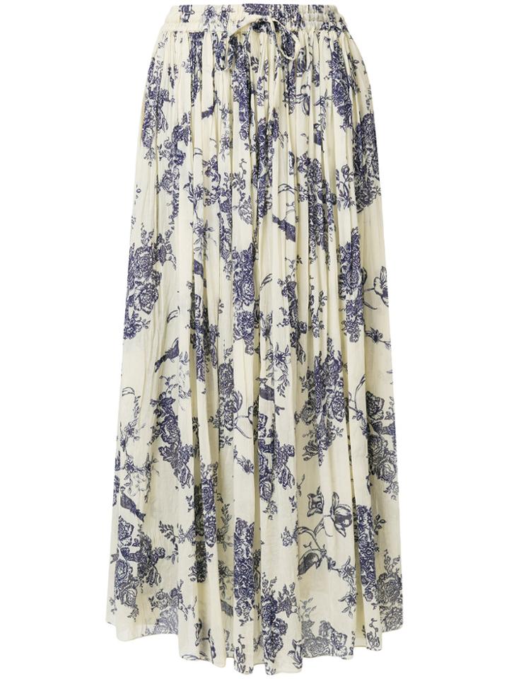 Forte Forte Pleated Floral Print Skirt - Nude & Neutrals