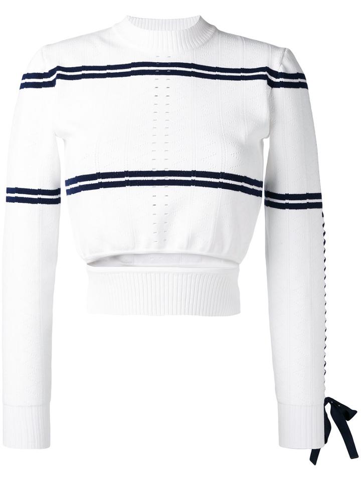 Fendi - Stripe Panel Cropped Jumper - Women - Polyamide/polyester/polyurethane/viscose - 42, White, Polyamide/polyester/polyurethane/viscose