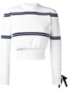 Fendi - Stripe Panel Cropped Jumper - Women - Polyamide/polyester/polyurethane/viscose - 42, White, Polyamide/polyester/polyurethane/viscose