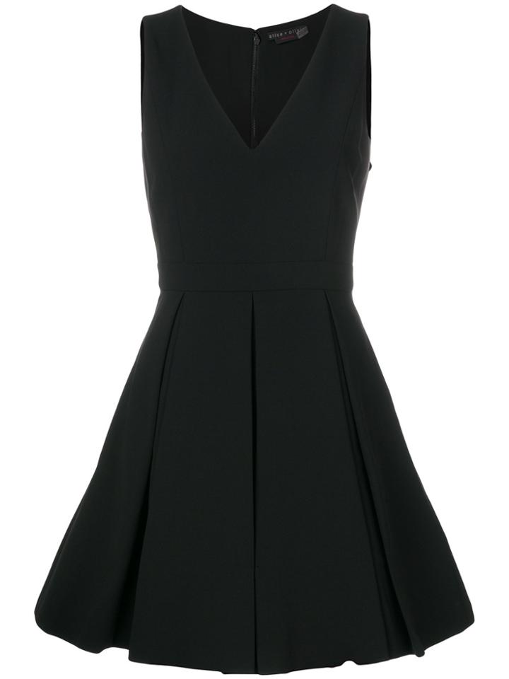 Alice+olivia V-neck Pleated Dress - Black