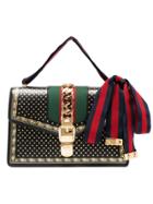 Gucci Black Sylvie Small Stars Print Leather Shoulder Bag