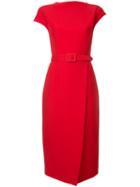 Oscar De La Renta Cap Sleeve High Neck Dress - Red