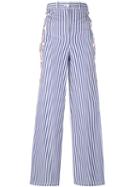 Marios - Striped Flared Pants - Women - Cotton - S, White, Cotton