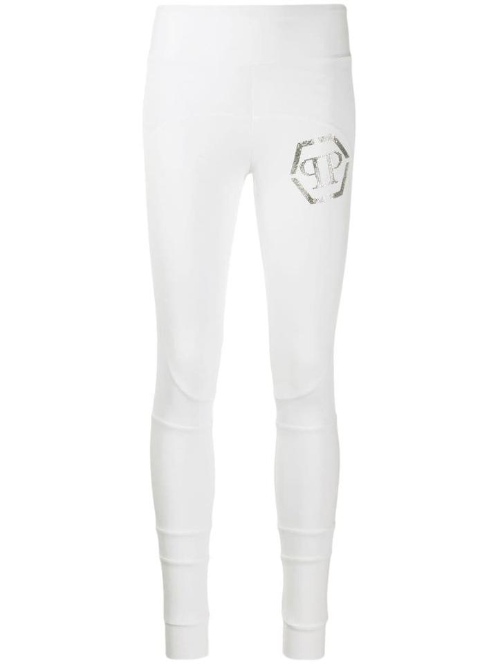 Philipp Plein Embellished Logo Active Leggings - White