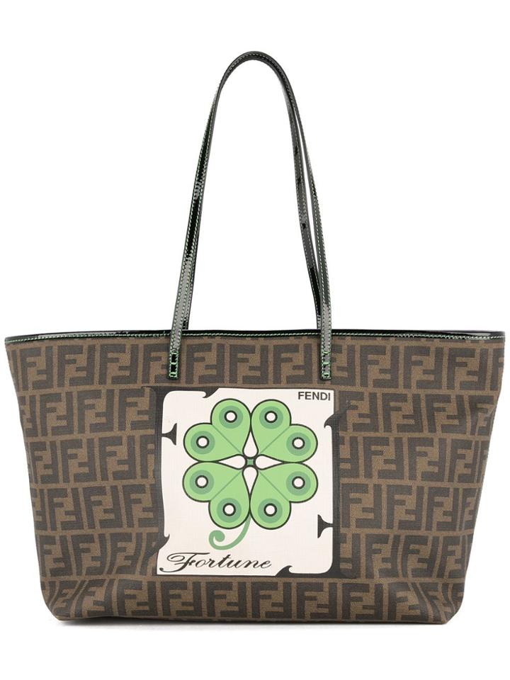 Fendi Vintage Zucca Four Leaf Clover Tote - Brown
