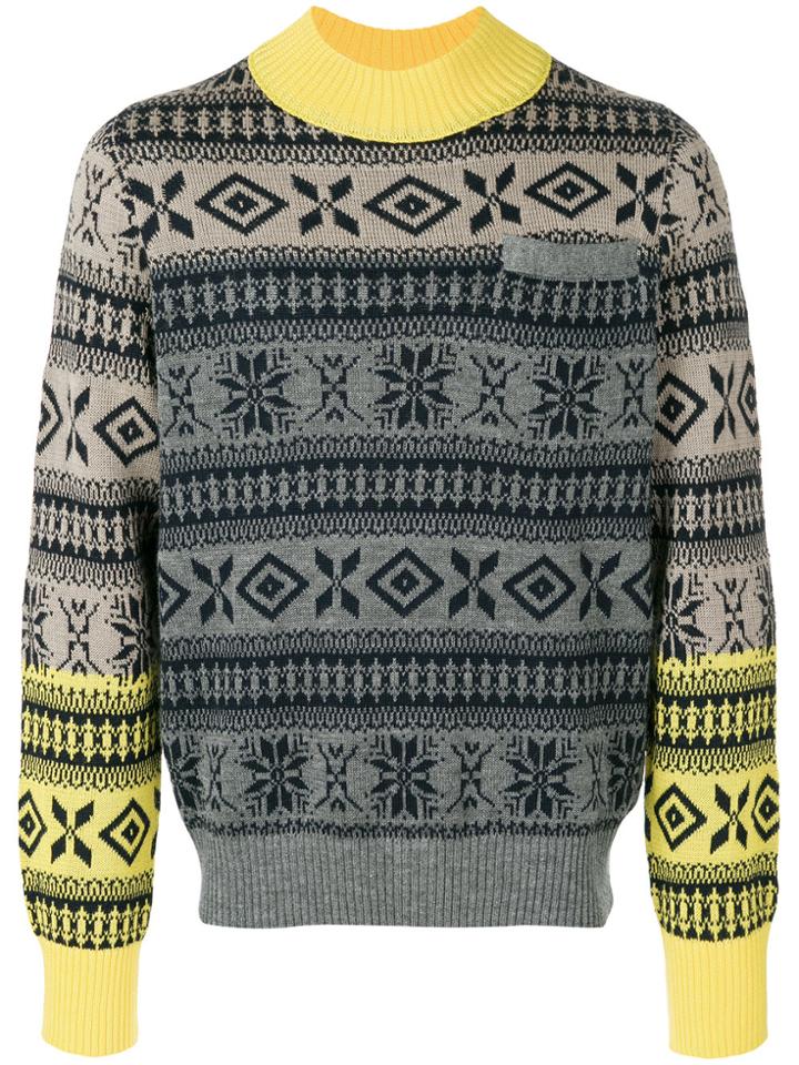 Sacai Fairisle Ombre Sweater - Grey